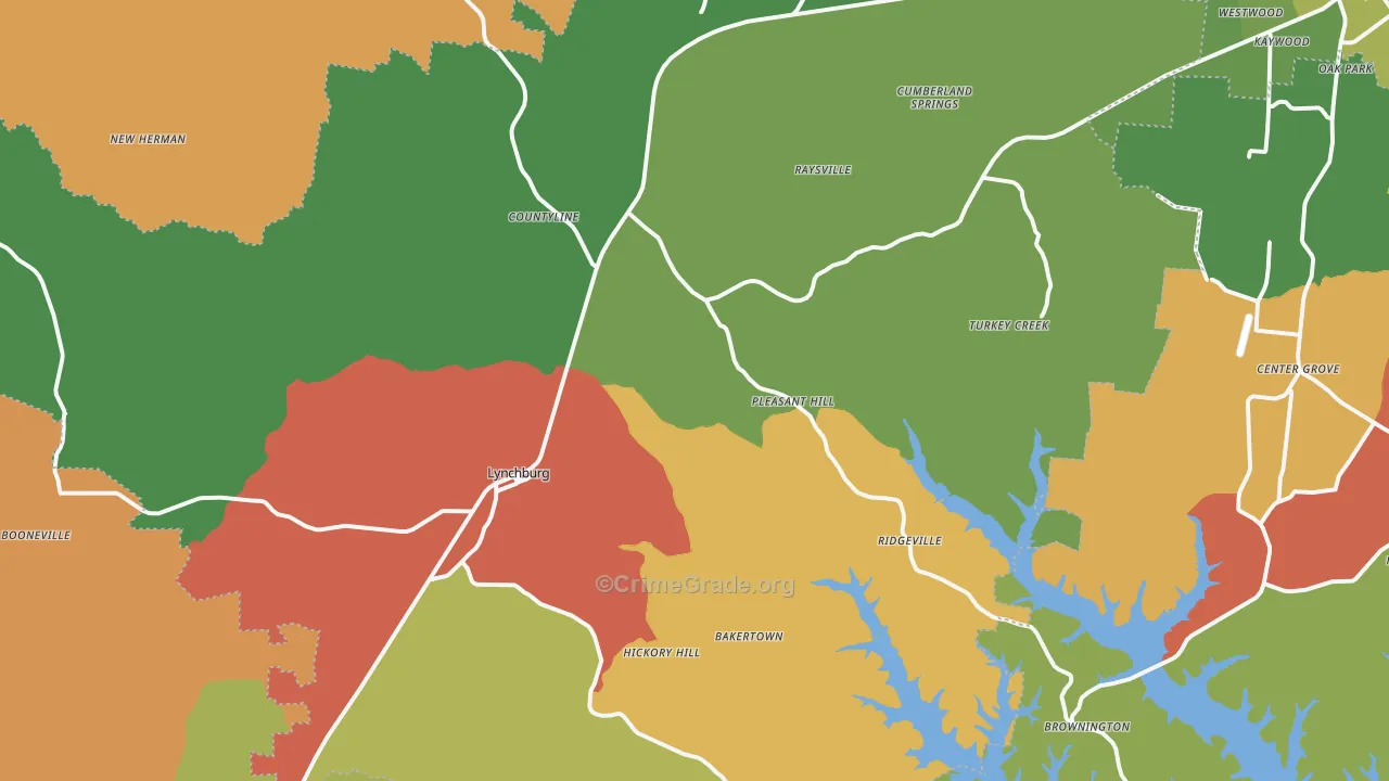 Moore County, TN Map of Robbery Rates