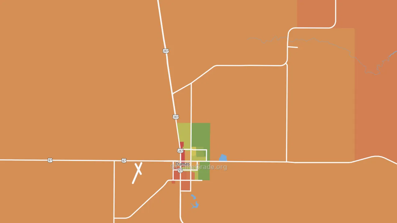 Moore County, TX Map of Robbery Rates