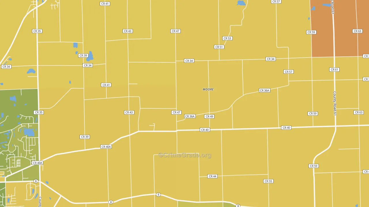 Moore, IN Map of Robbery Rates