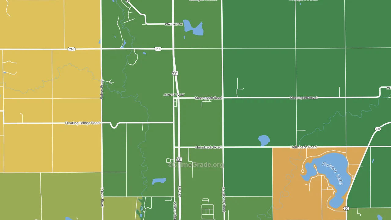Moore Park, MI Map of Robbery Rates
