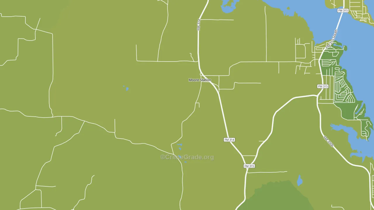 Moore Station, TX Map of Robbery Rates