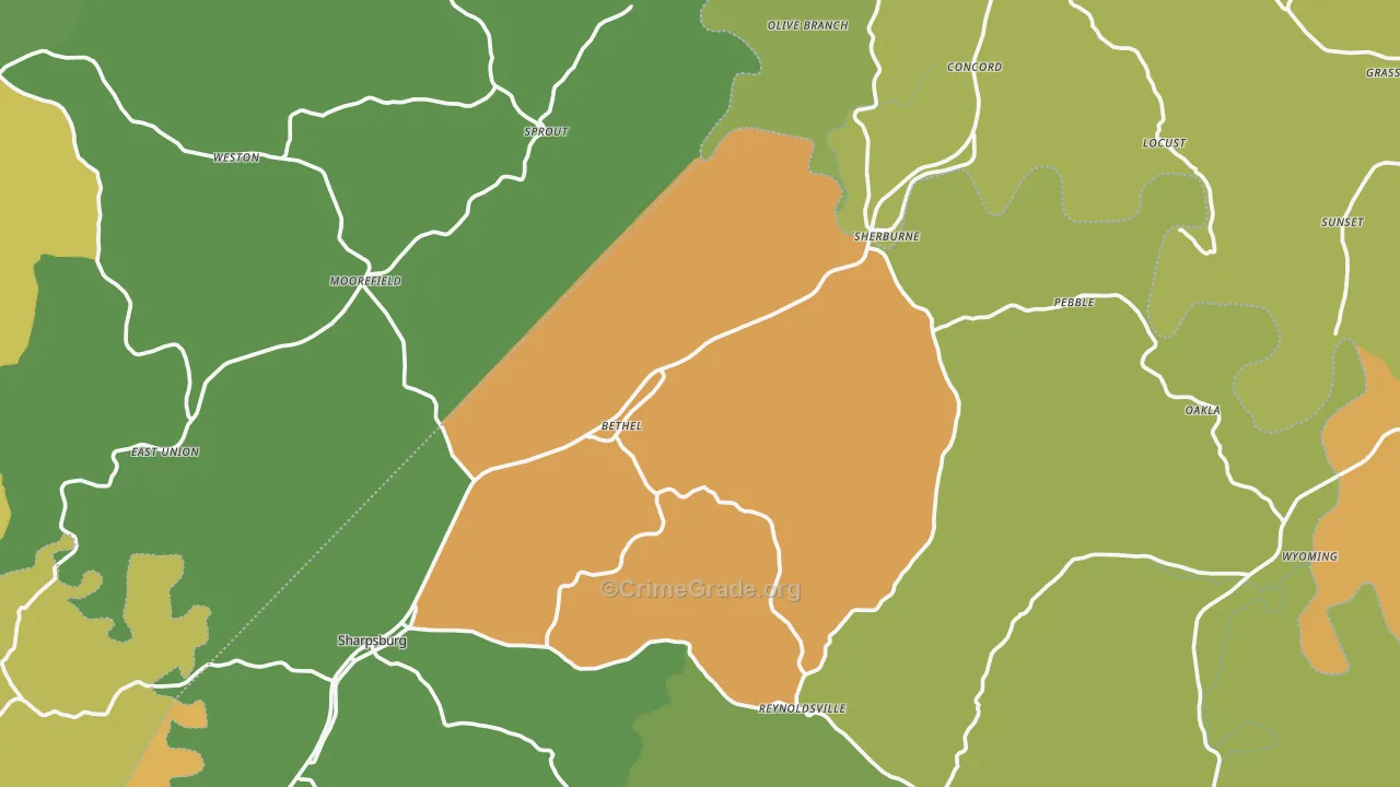 Moorefield, KY Map of Robbery Rates