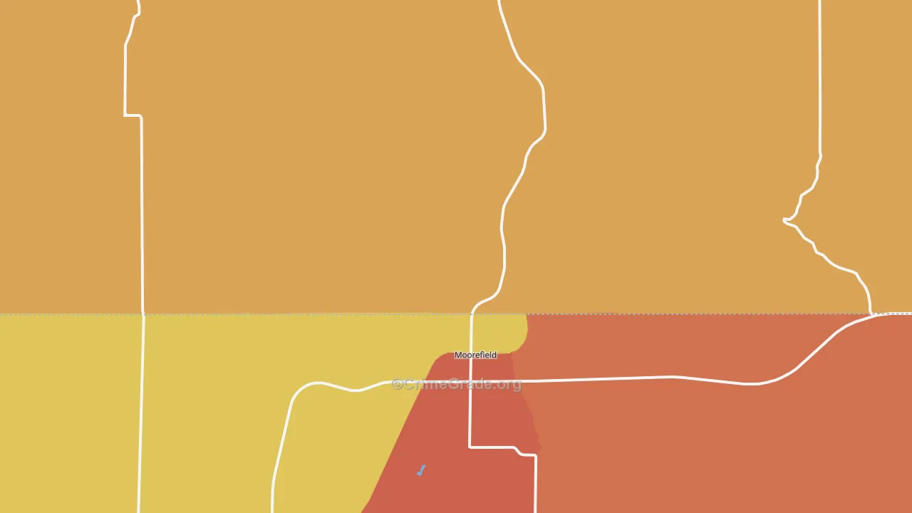 Moorefield, NE Map of Robbery Rates