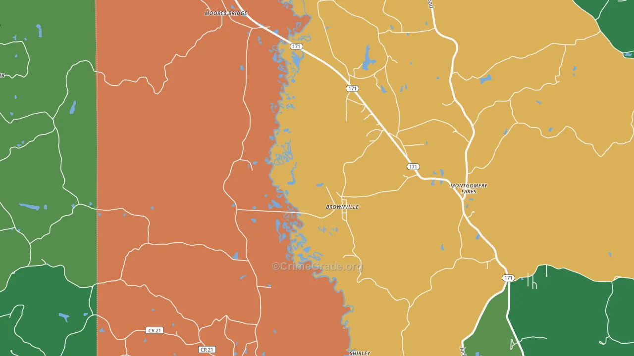 Moores Bridge, AL Map of Robbery Rates
