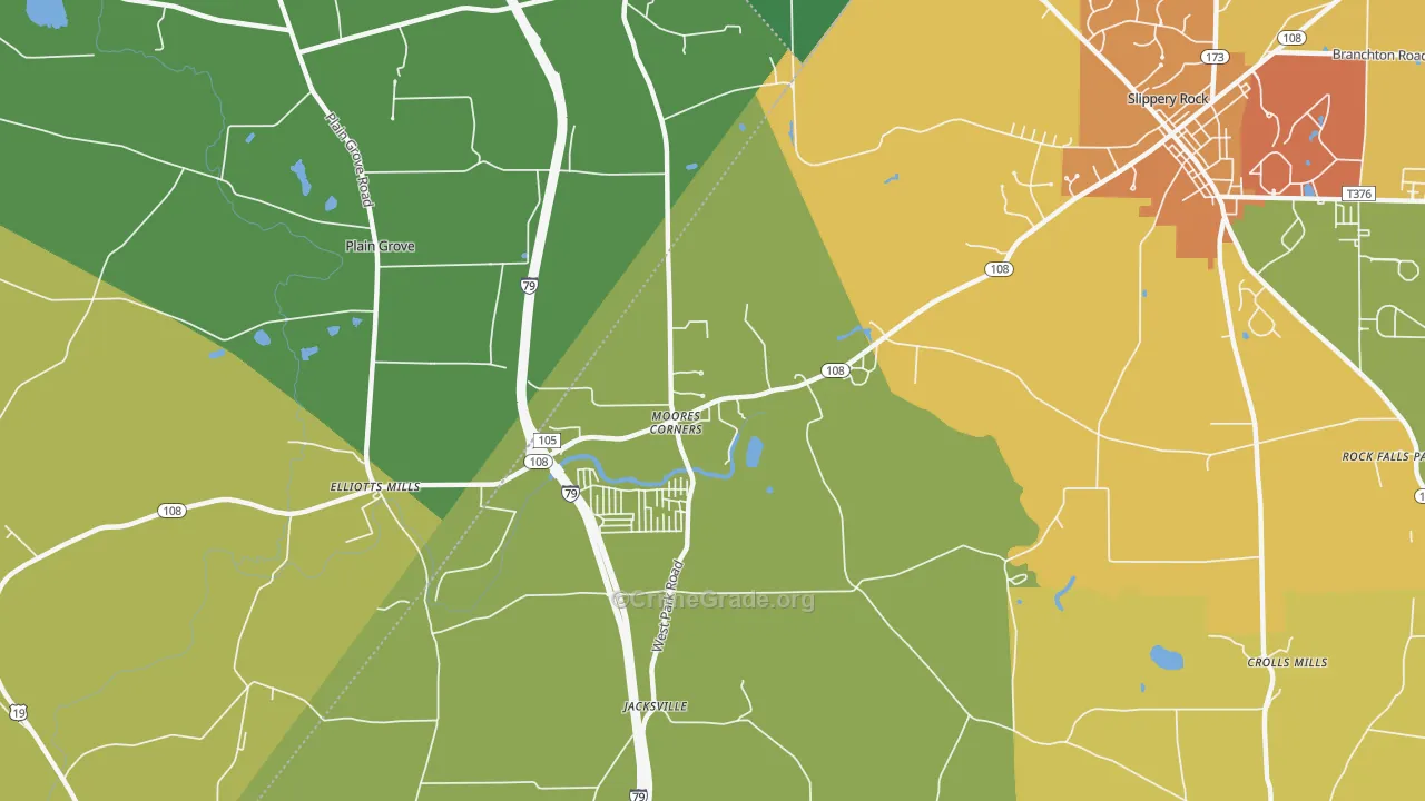 Moores Corners, PA Map of Robbery Rates