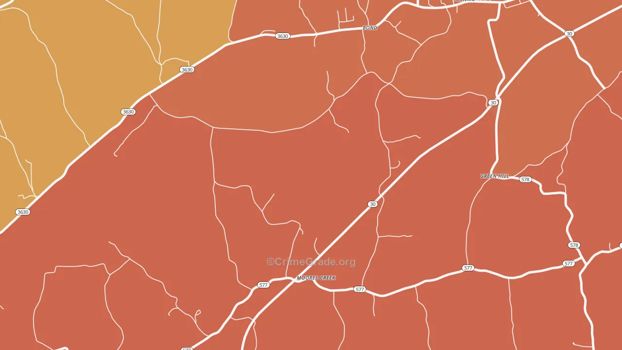 Moores Creek, KY Map of Robbery Rates