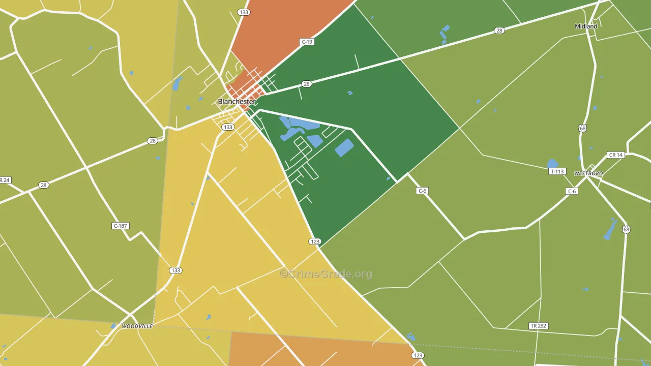 Moores Fork, OH Map of Robbery Rates