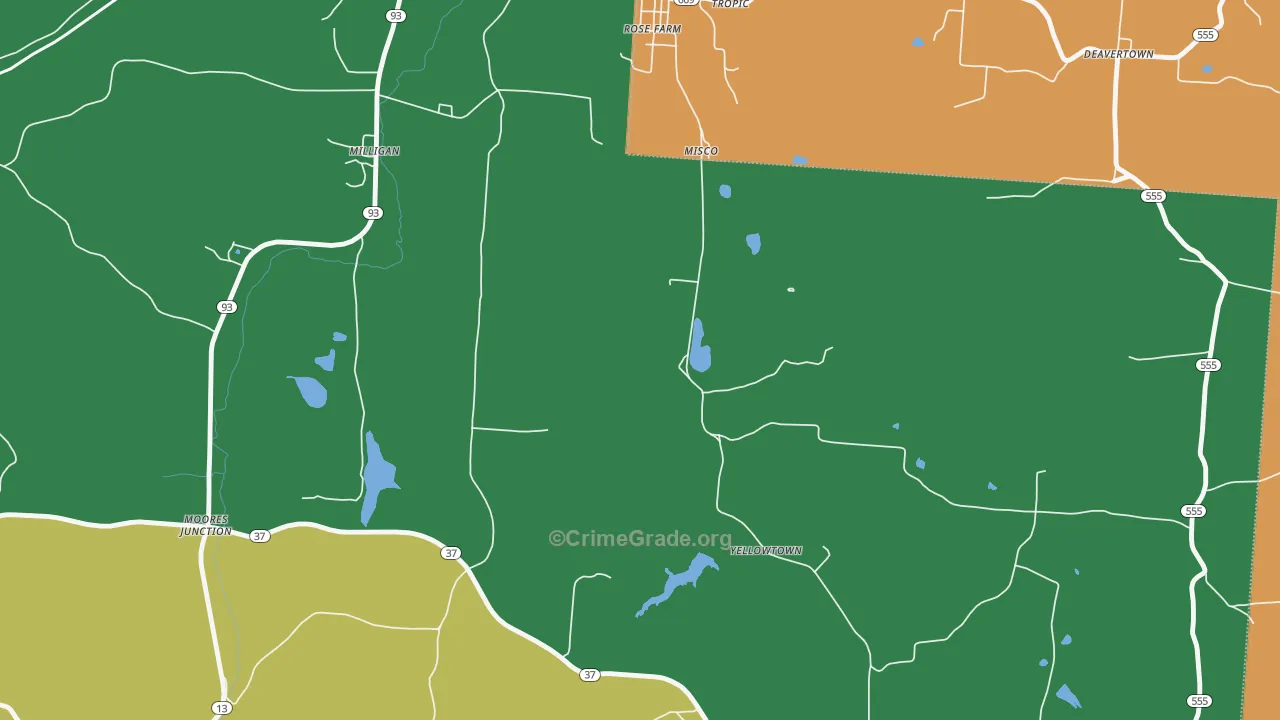 Moores Junction, OH Map of Robbery Rates