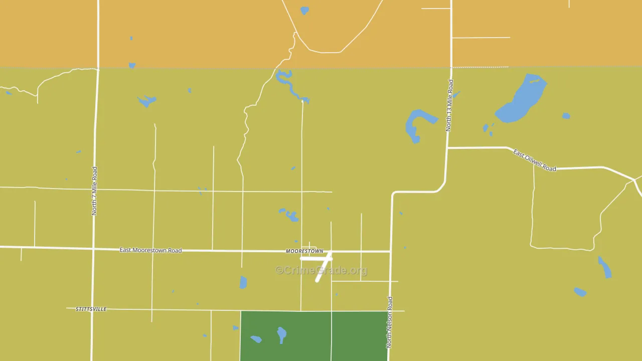 Moorestown, MI Map of Robbery Rates