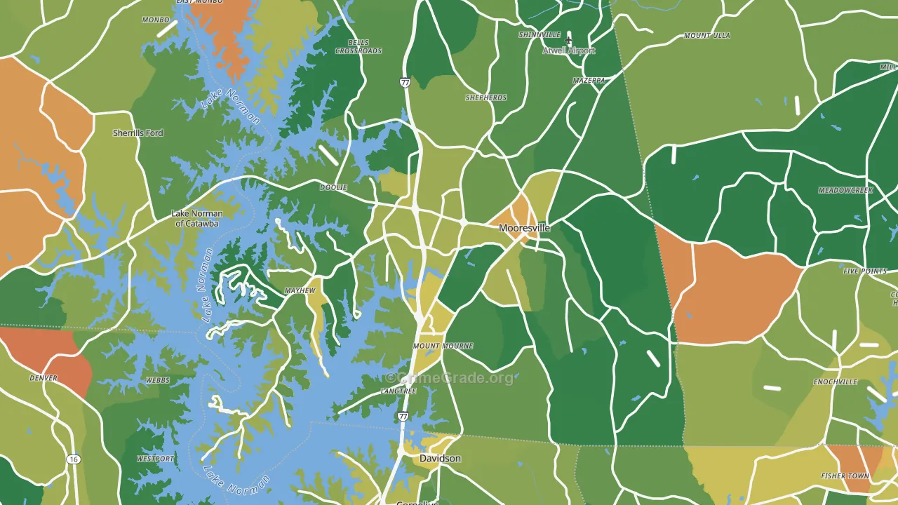 Mooresville, NC Map of Robbery Rates