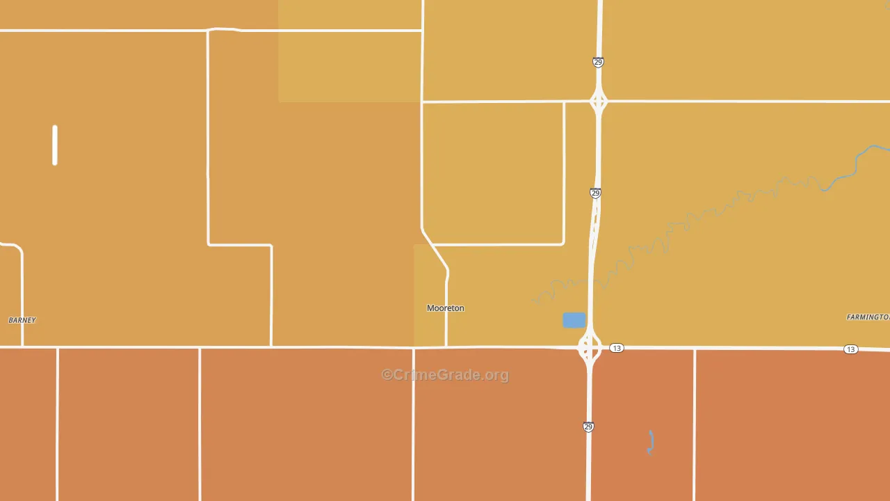 Mooreton, ND Map of Robbery Rates