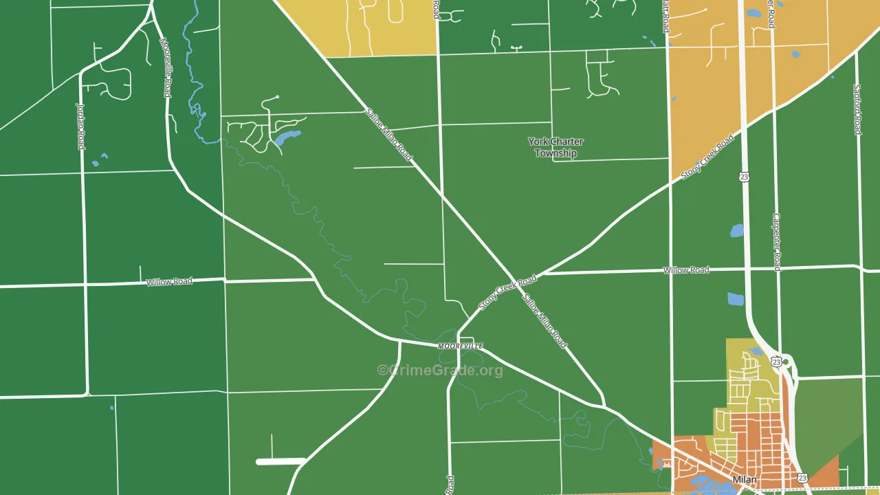 Mooreville, MI Map of Robbery Rates