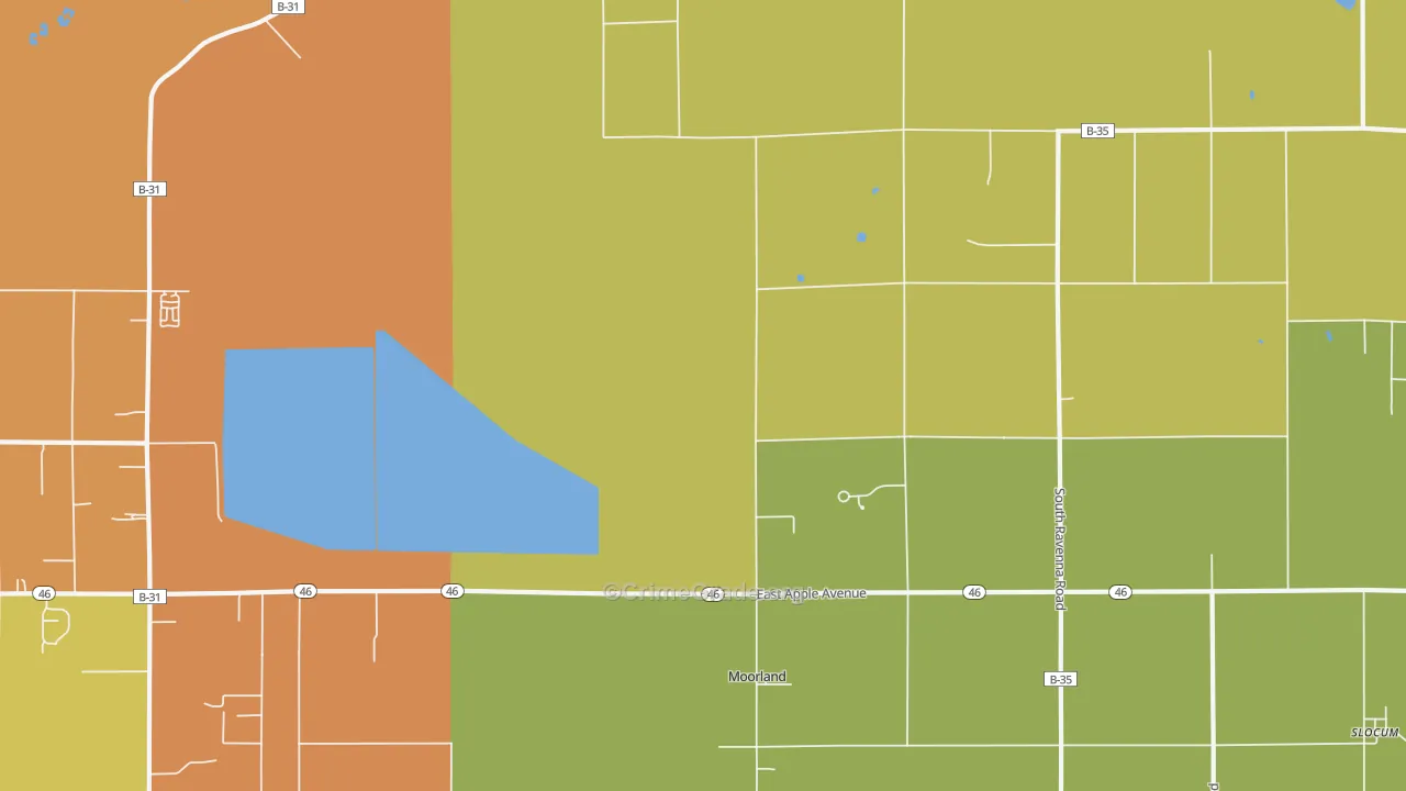 Moorland, MI Map of Robbery Rates