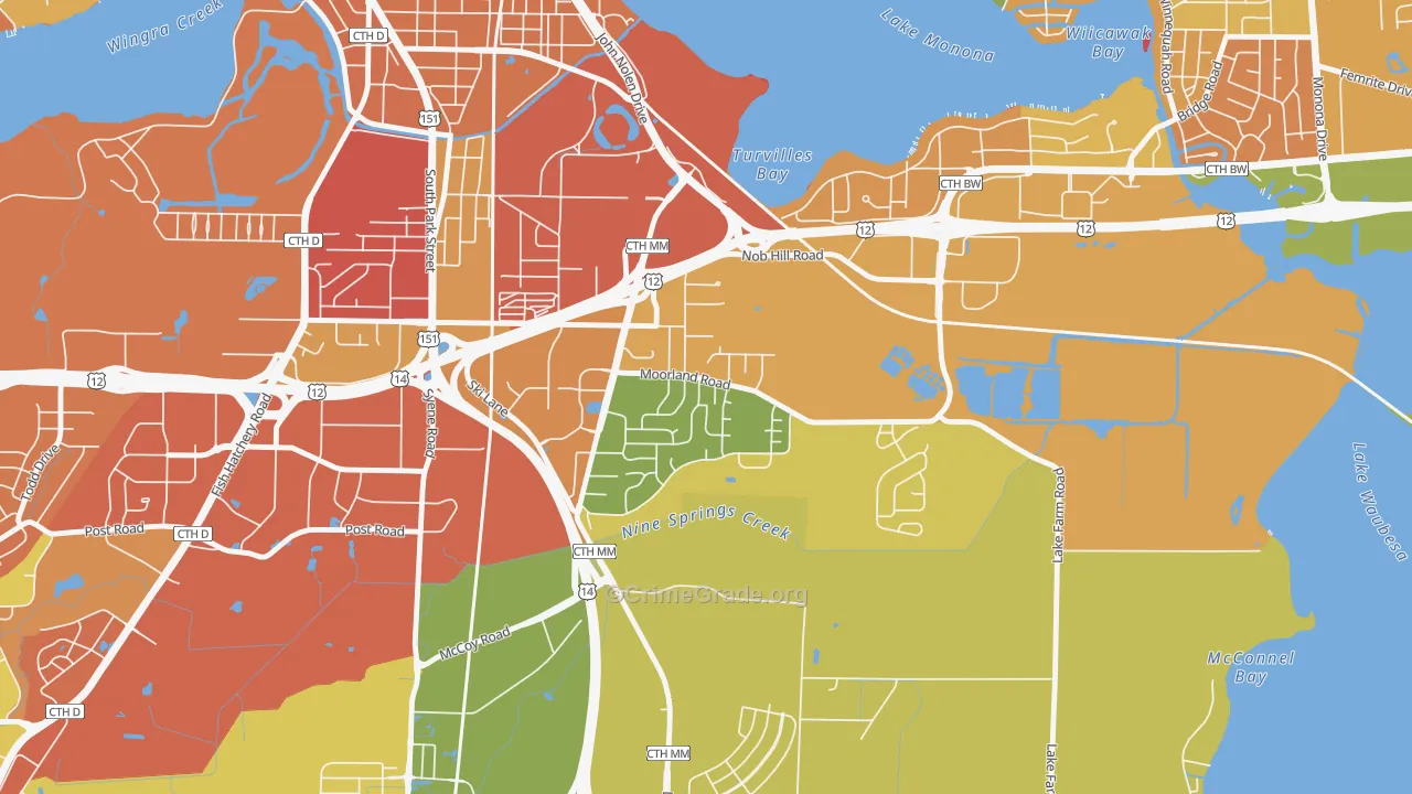 Moorland-Rimrock, Madison, WI Map of Robbery Rates