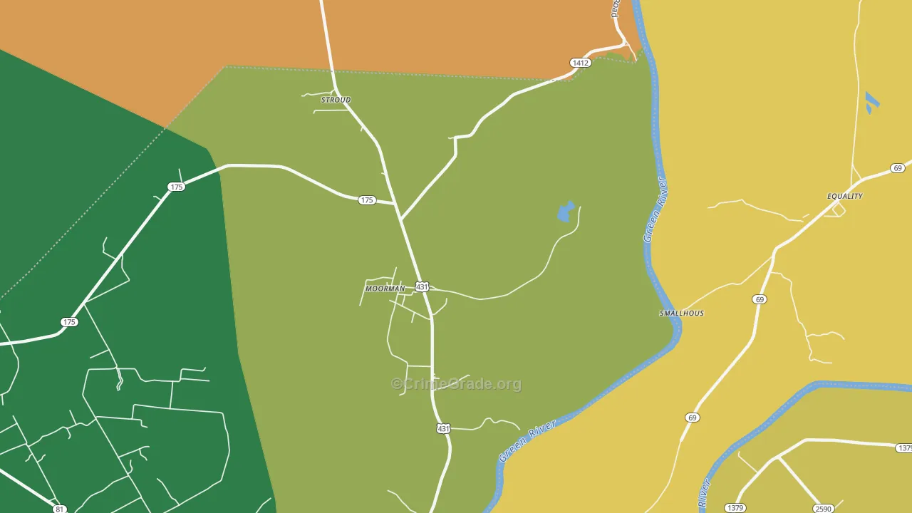 Moorman, KY Map of Robbery Rates