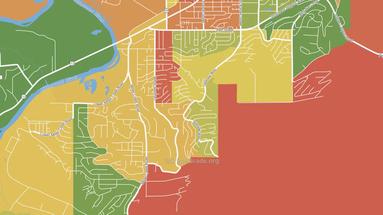 Moose Can Gully, Missoula, MT Map of Robbery Rates