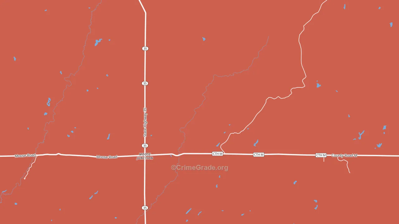 Moose Junction, WI Map of Robbery Rates