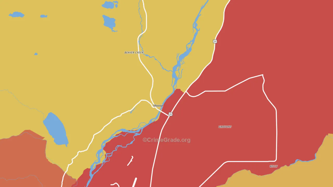 Moose, WY Map of Robbery Rates