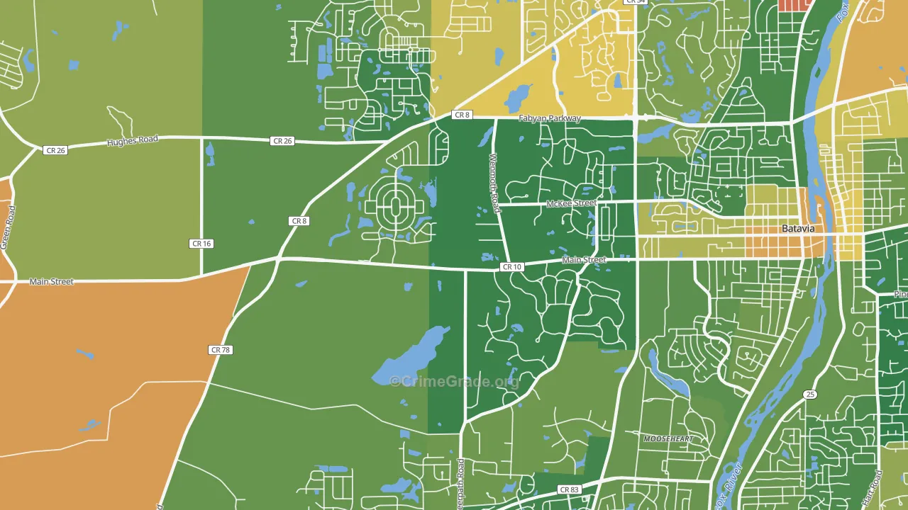Mooseheart, IL Map of Robbery Rates