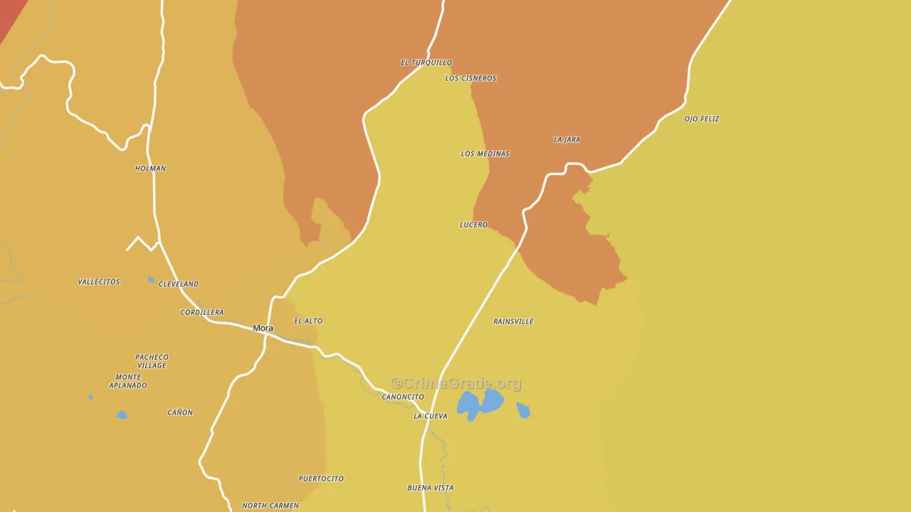 Mora County, NM Map of Robbery Rates