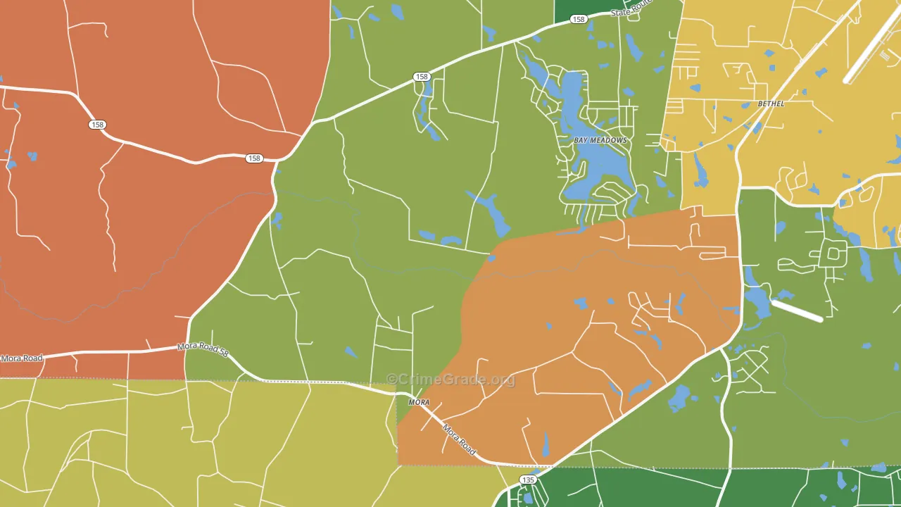 Mora, GA Map of Robbery Rates