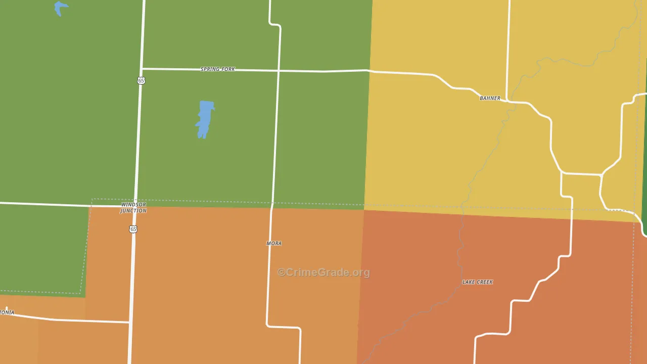 Mora, MO Map of Robbery Rates