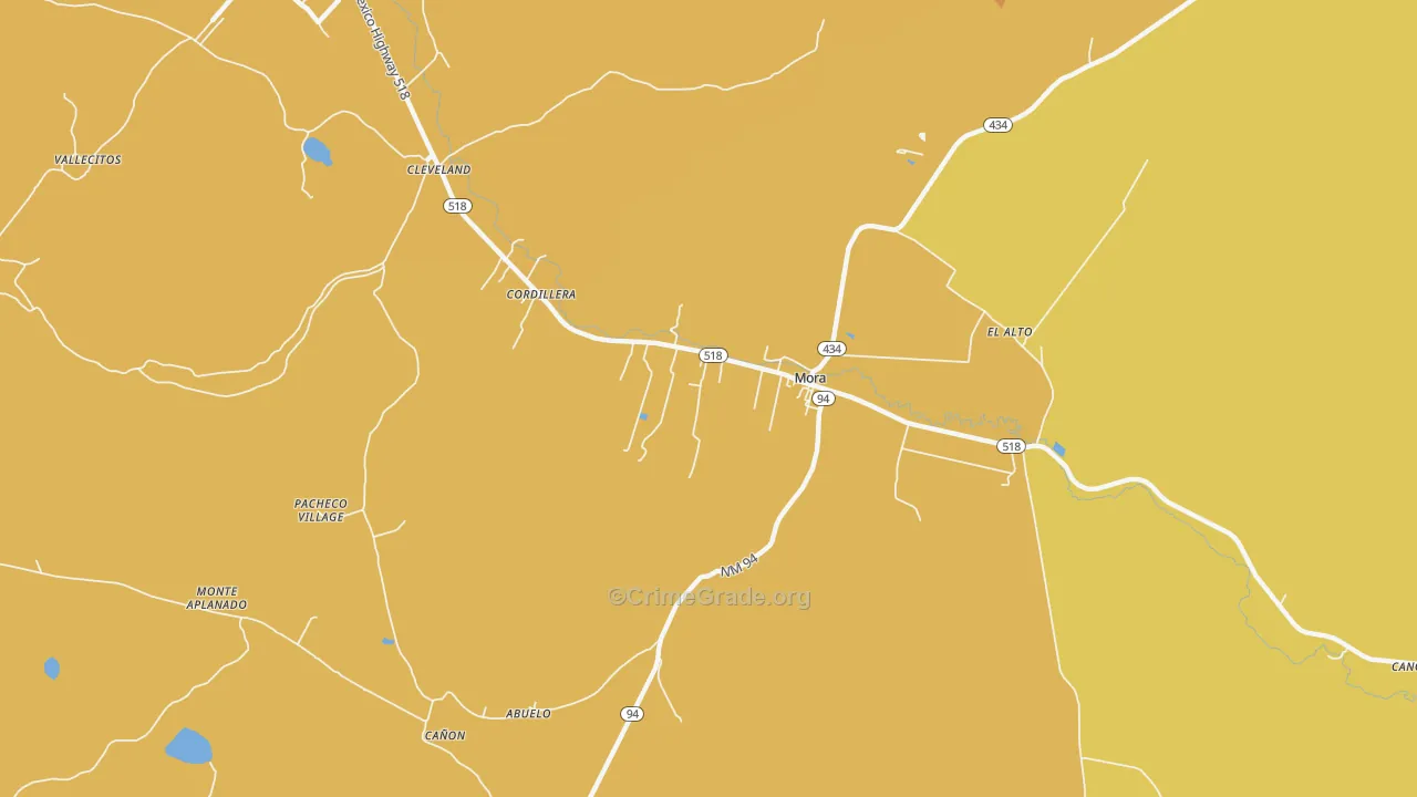 Mora, NM Map of Robbery Rates