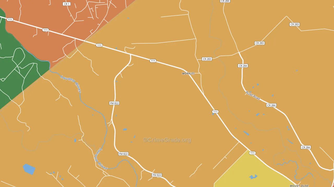 Morales, TX Map of Robbery Rates