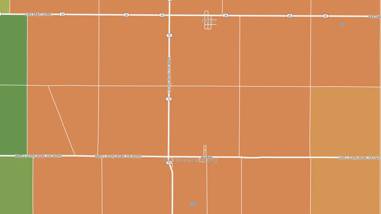 Moran, IN Map of Robbery Rates