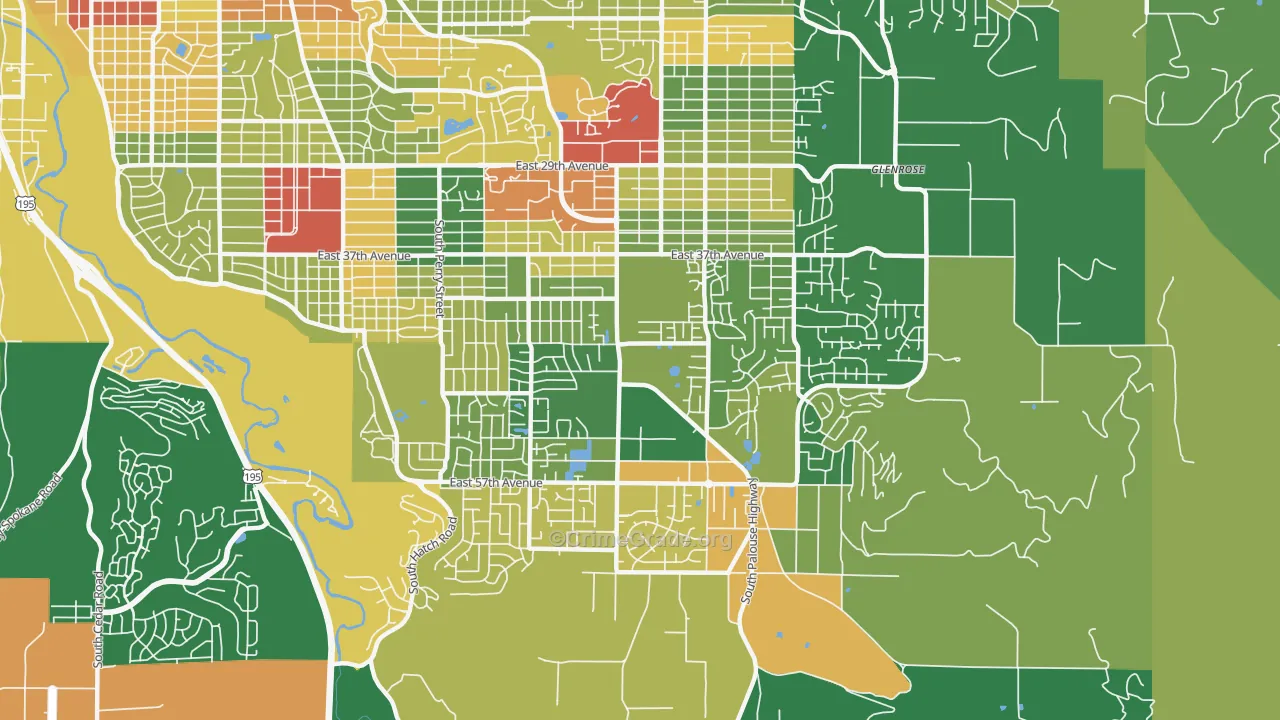 Moran Prairie, Spokane, WA Map of Robbery Rates