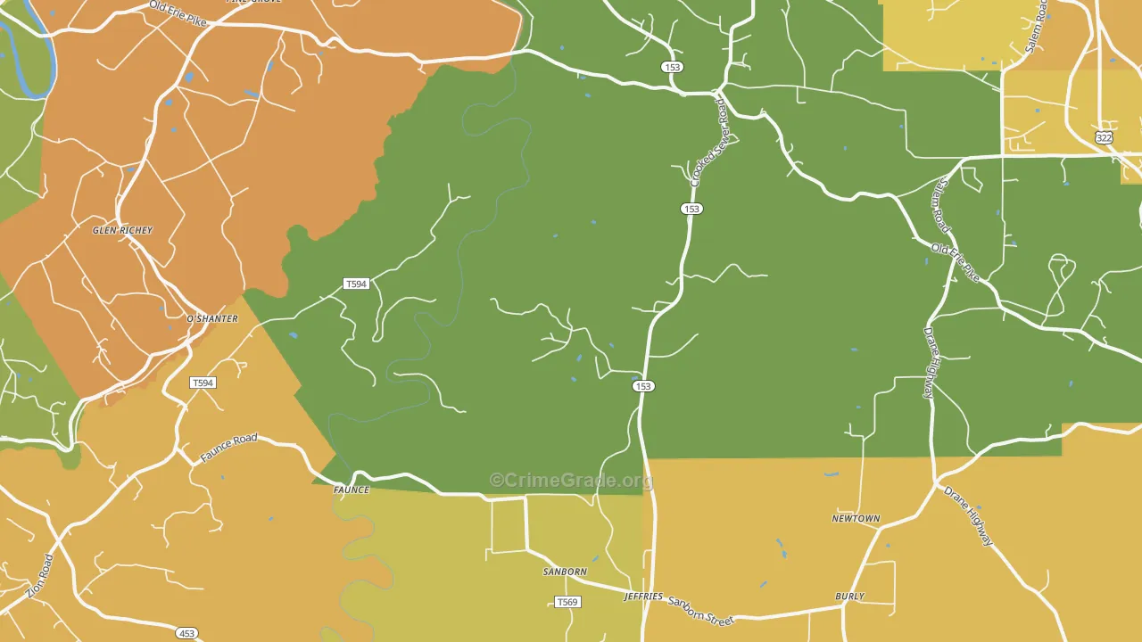 Morann, PA Map of Robbery Rates