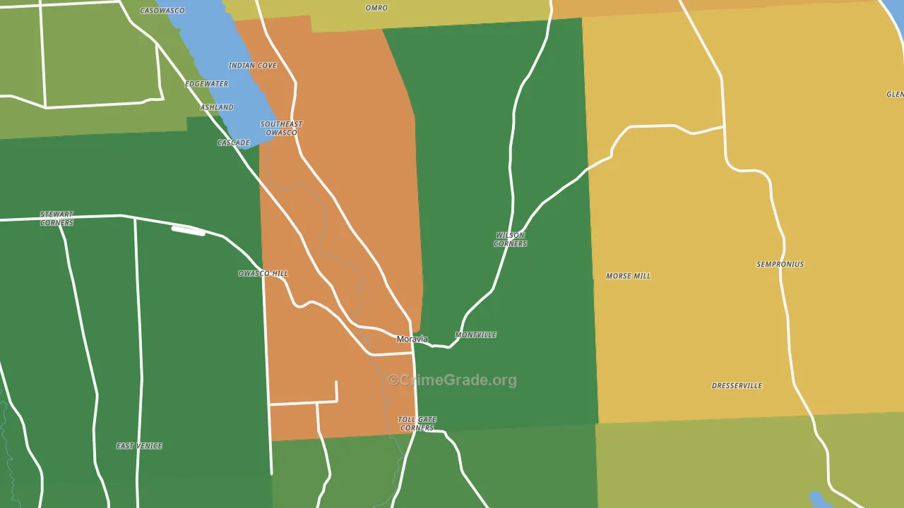 Moravia, NY Map of Robbery Rates