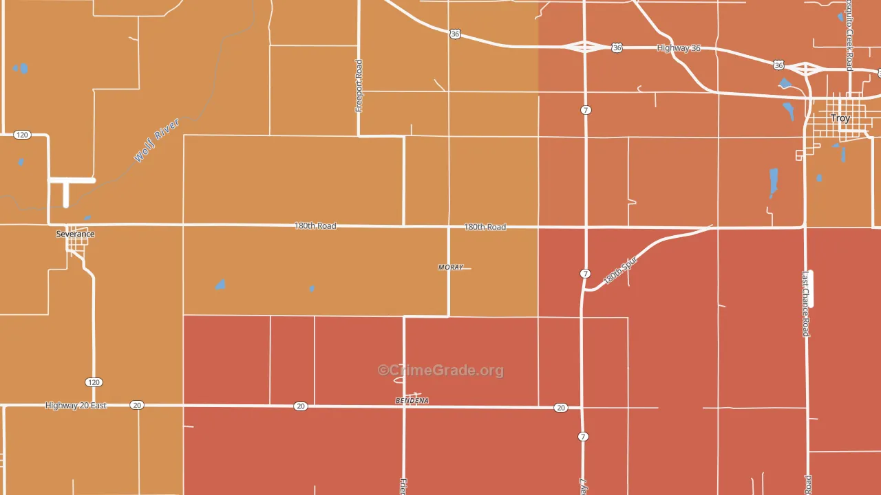 Moray, KS Map of Robbery Rates