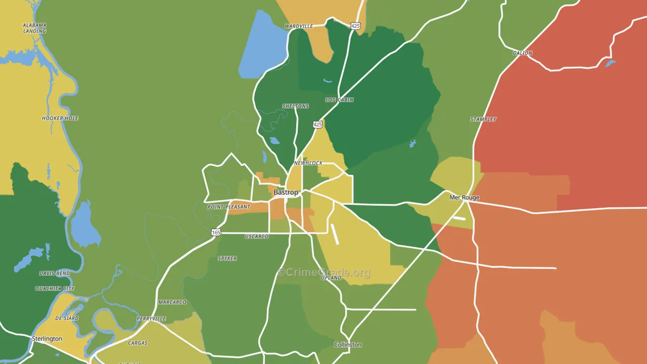 Morehouse Parish, LA Map of Robbery Rates