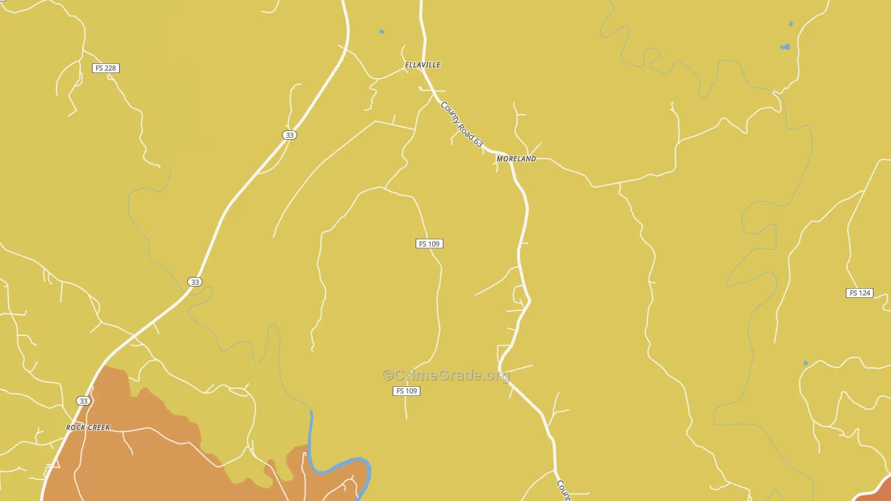 Moreland, AL Map of Robbery Rates