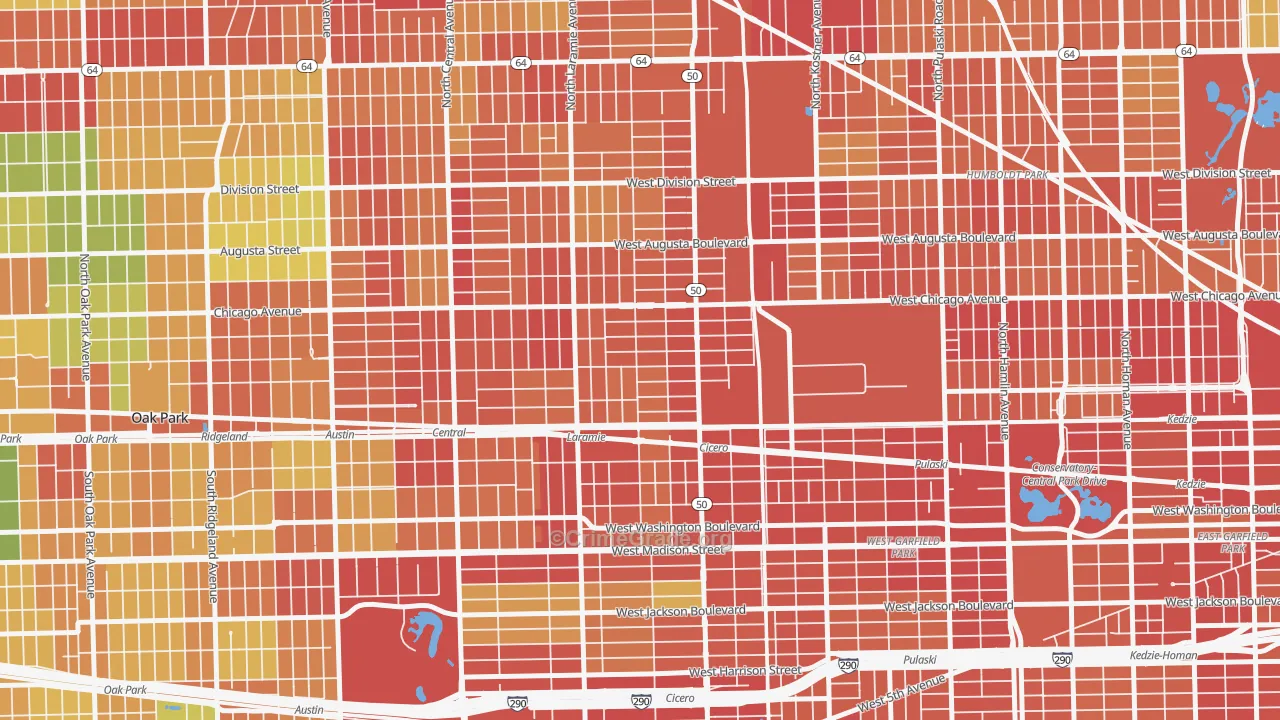 Moreland, Chicago, IL Map of Robbery Rates