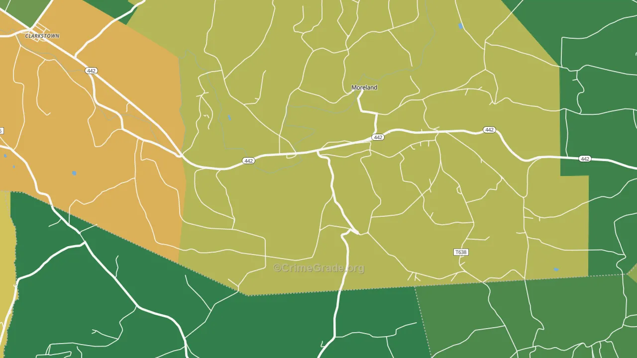 Moreland, PA Map of Robbery Rates