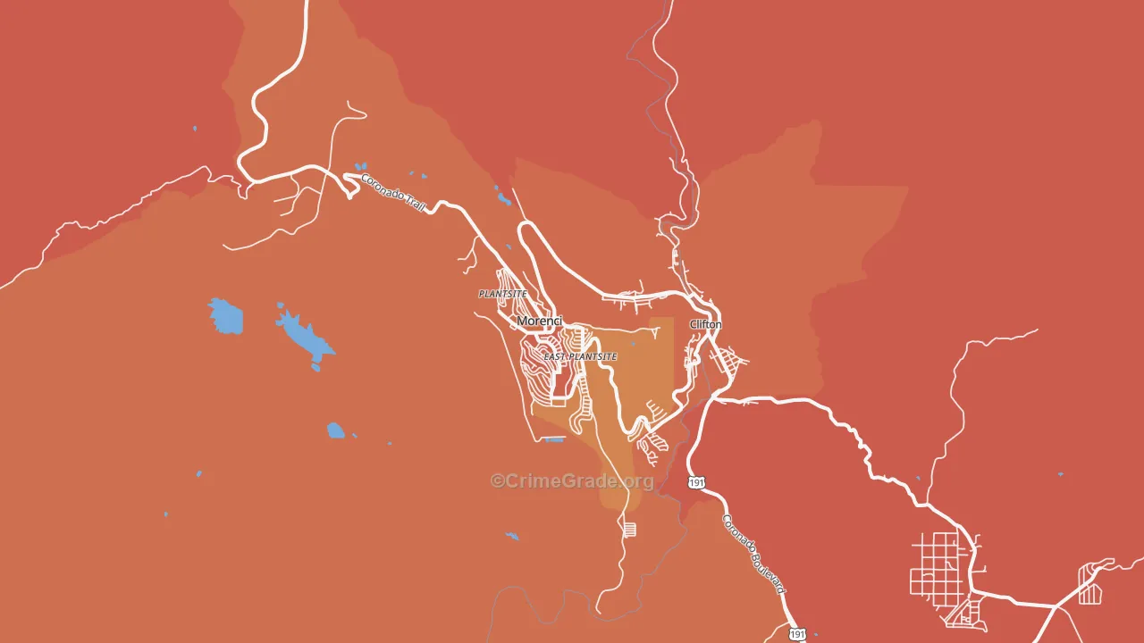 Morenci, AZ Map of Robbery Rates