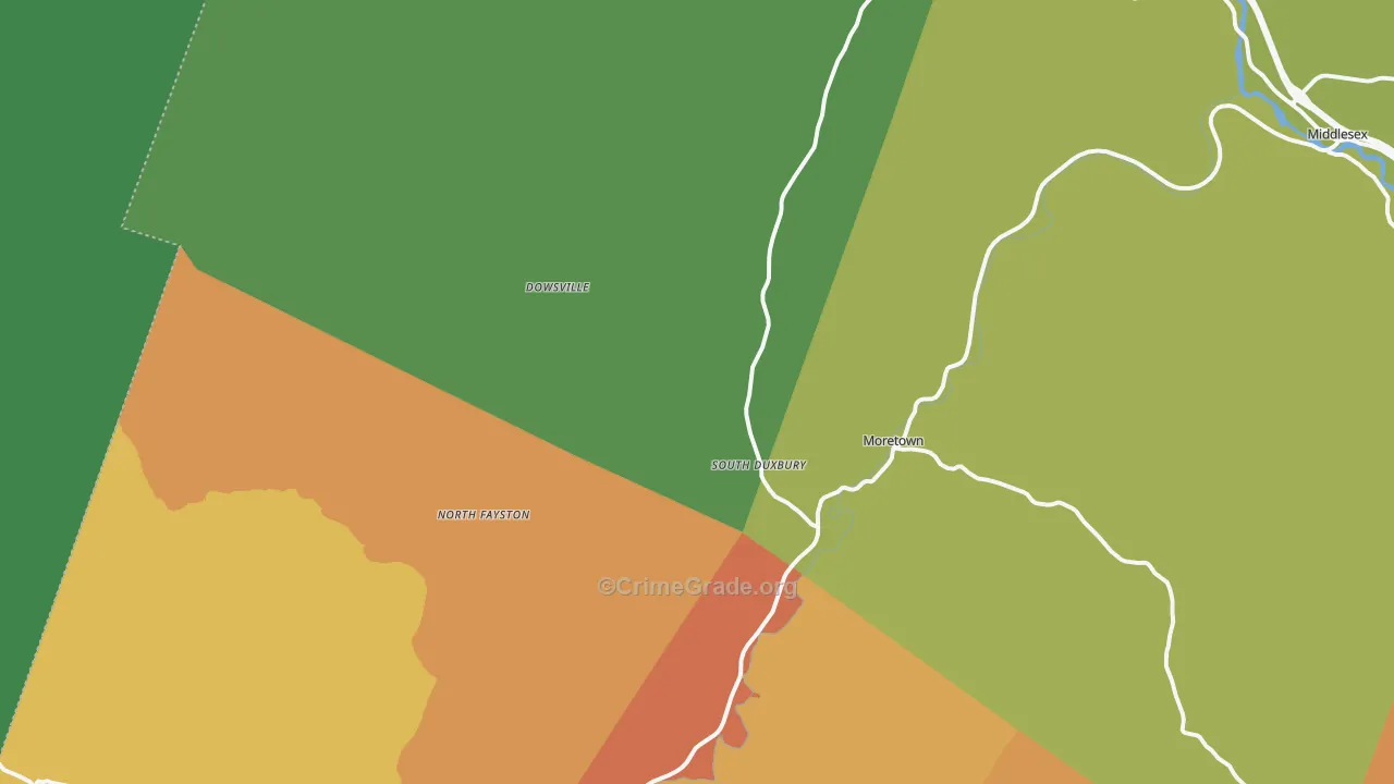 Moretown, VT Map of Robbery Rates