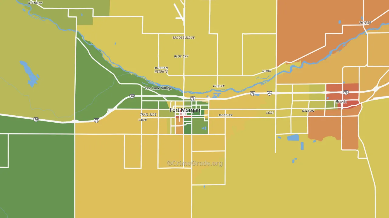 Morgan County, CO Map of Robbery Rates