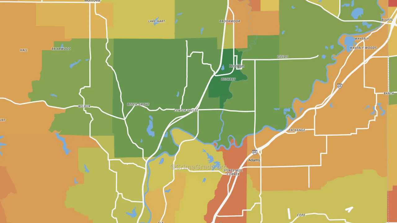 Morgan County, IN Map of Robbery Rates