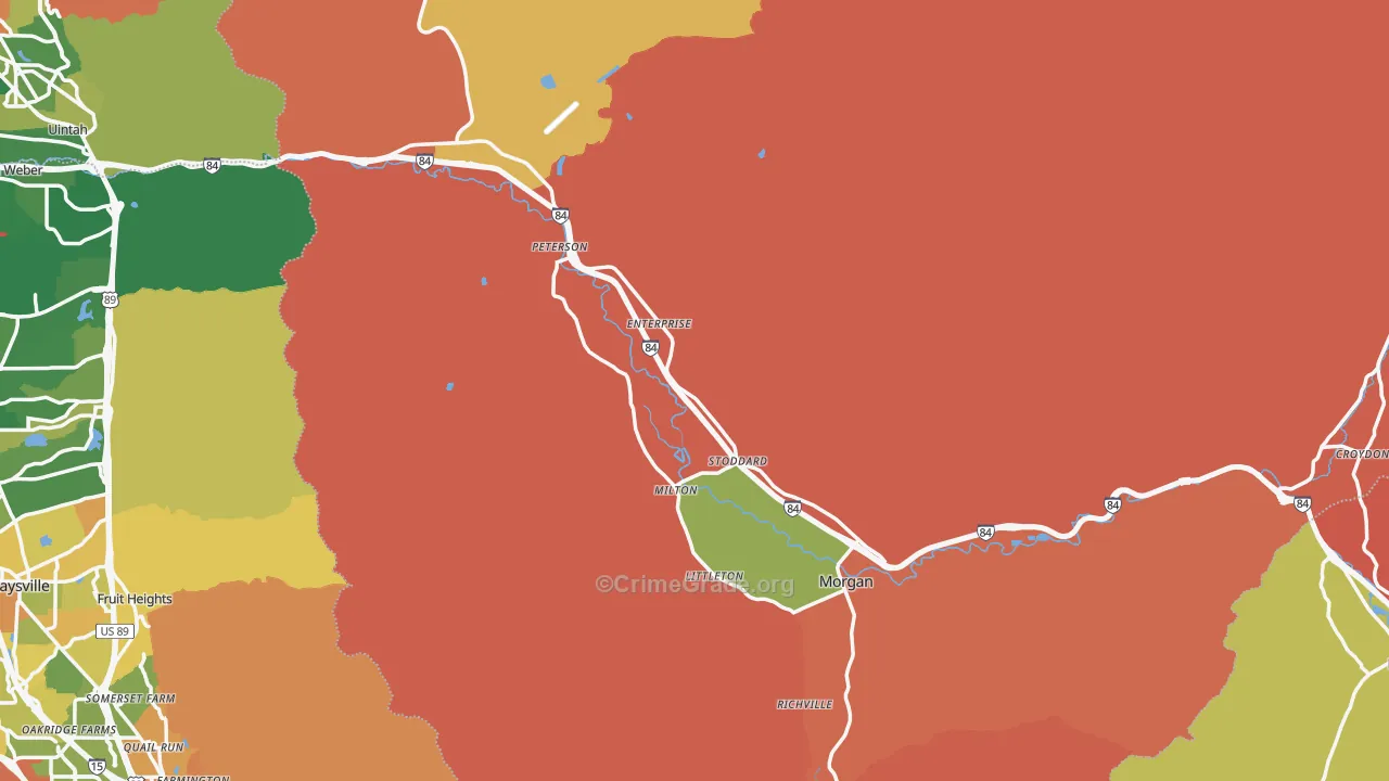 Morgan County, UT Map of Robbery Rates