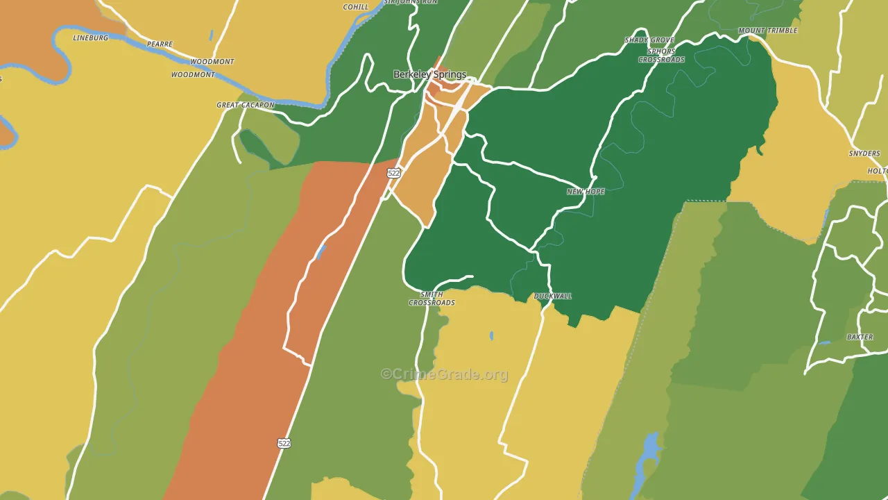 Morgan County, WV Map of Robbery Rates