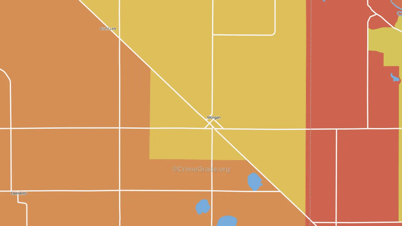 Morgan, MN Map of Robbery Rates