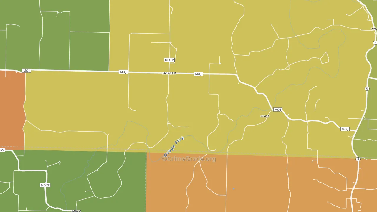 Morgan, MO Map of Robbery Rates