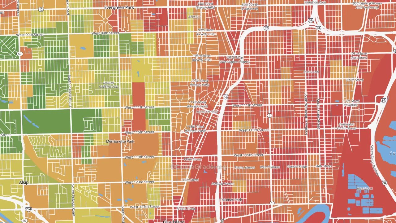 Morgan Park, Chicago, IL Map of Robbery Rates