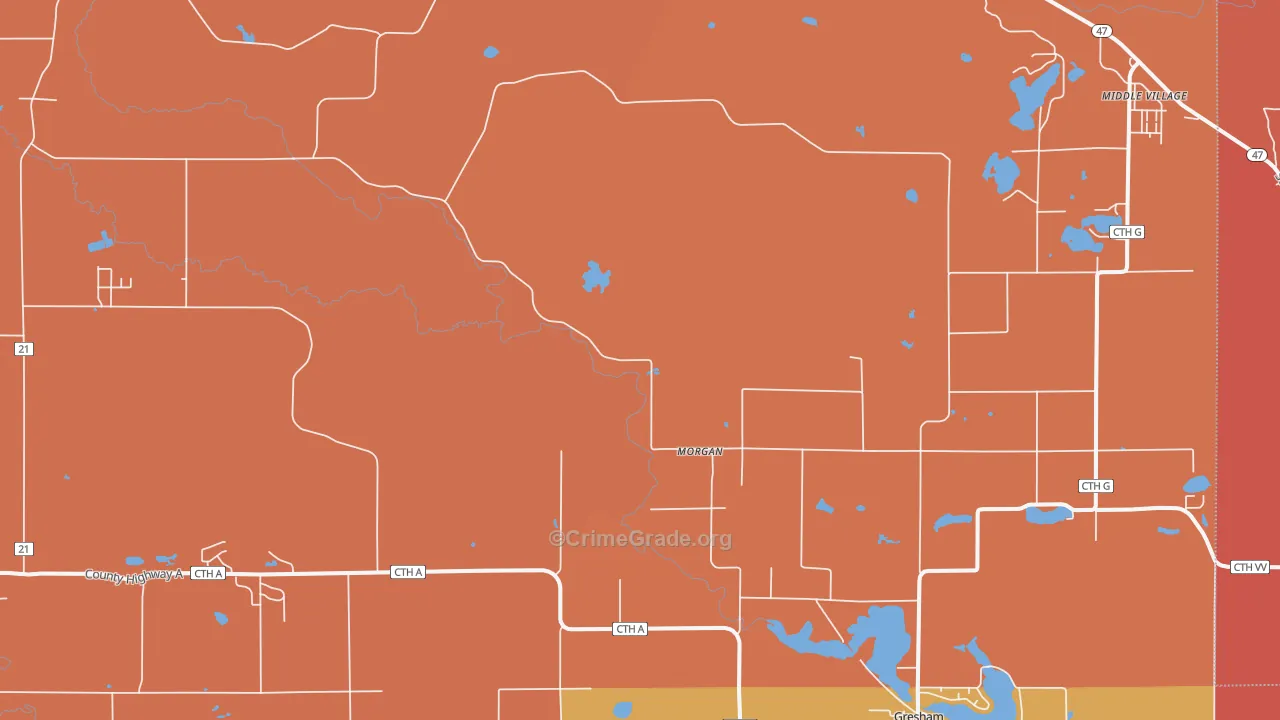Morgan, WI Map of Robbery Rates