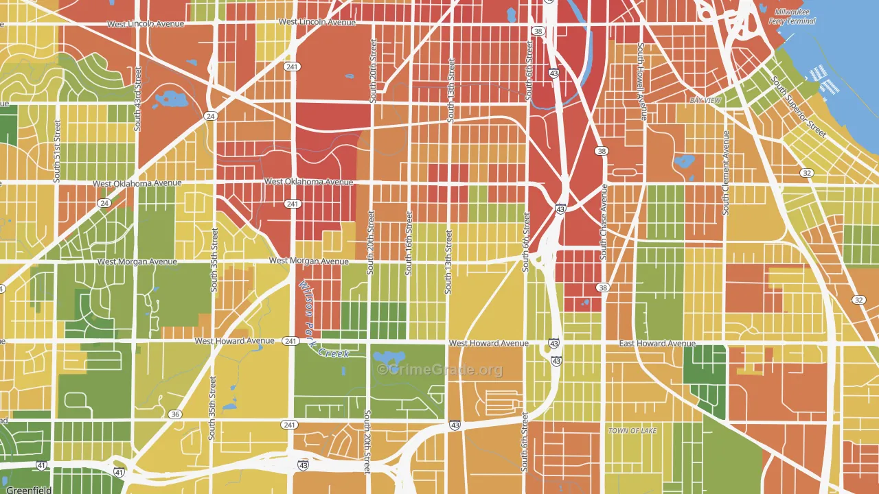 Morgandale, Milwaukee, WI Map of Robbery Rates