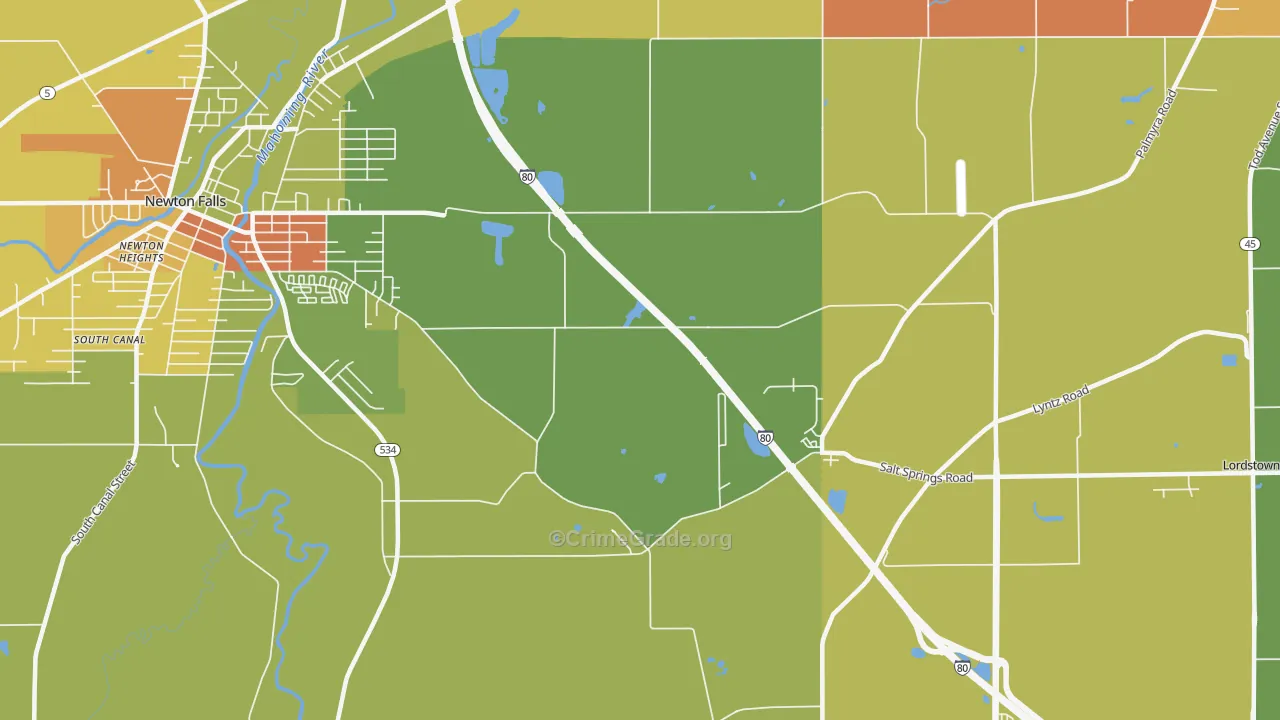 Morgandale, OH Map of Robbery Rates