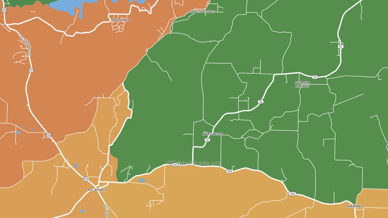 Morganton, AR Map of Robbery Rates